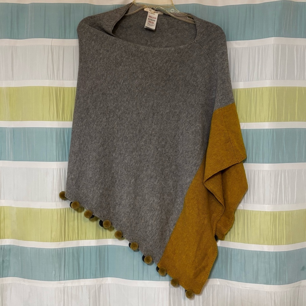 White Stuff Yellow/Mustard and Gray Penelope Color block Poncho - Picture 9 of 9